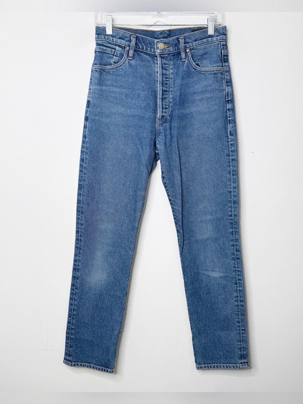 GOLDSIGN | High-Rise Straight Leg Women's Jeans Medium Blue Sz. 27 - Picture 2 of 3